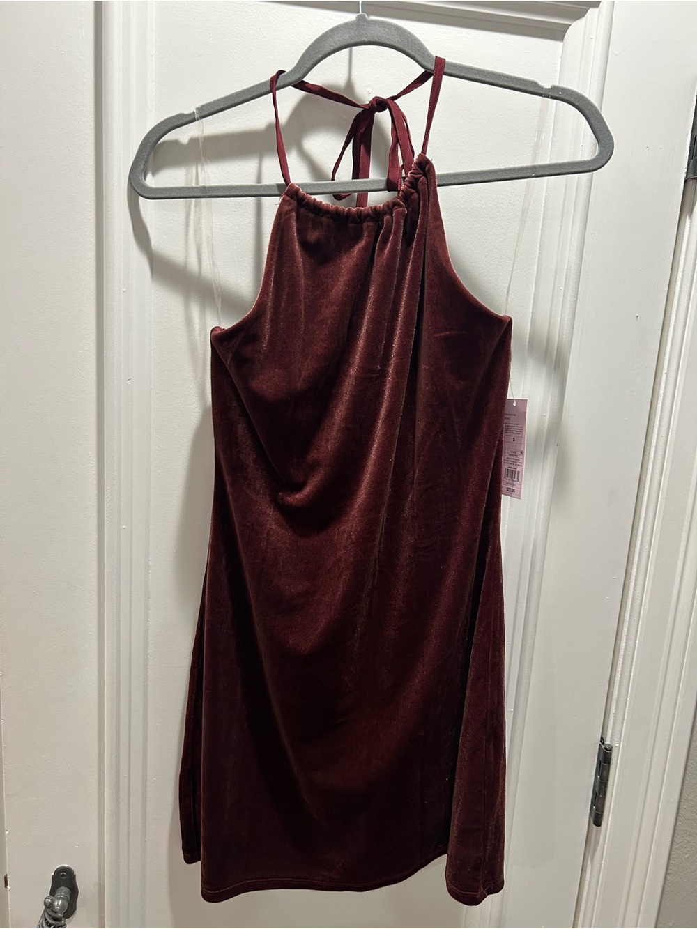 wild fable Velvet Halter Mini Dress in Burgundy